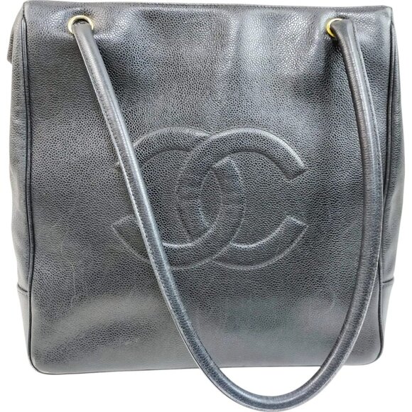 789835BY (S6) Authentic Chanel Shoulder Black Caviar Skin Luxury Vintage Designe - Picture 1 of 9